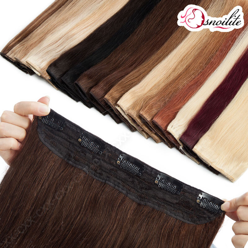 Convenient One Piece Weft Clip In 100% Real Remy Human Hair Extensions Full Head