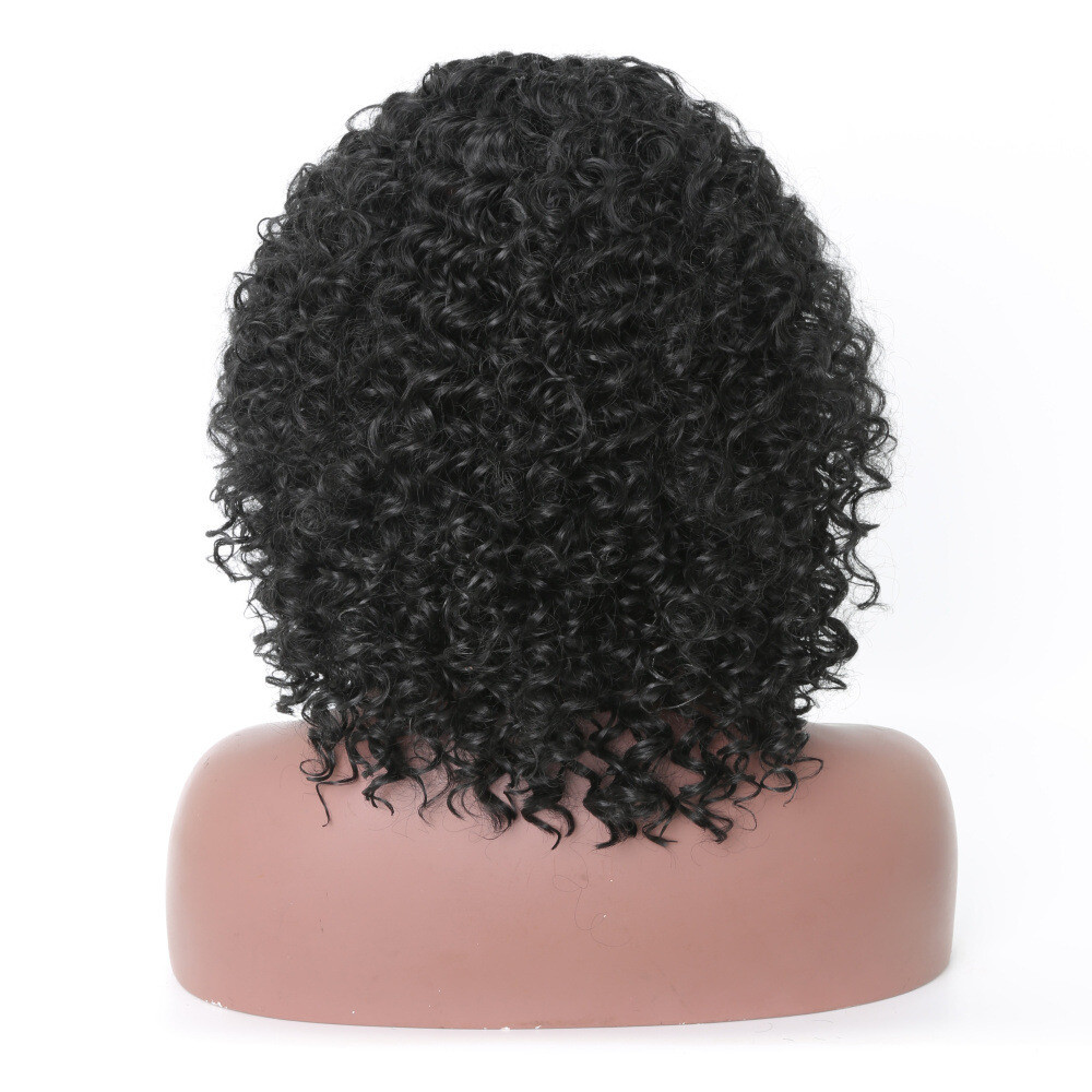 Women’s Curly Wavy Short Wigs Dark Black Ladies Costume Synthetic Hair US SHIP