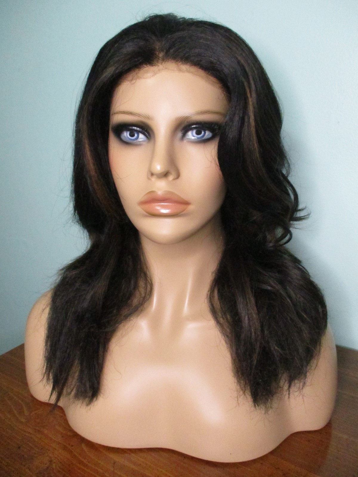 20″ black and brown mix SHAG style SWISS LACE FRONT WIG by SHAKE N GO