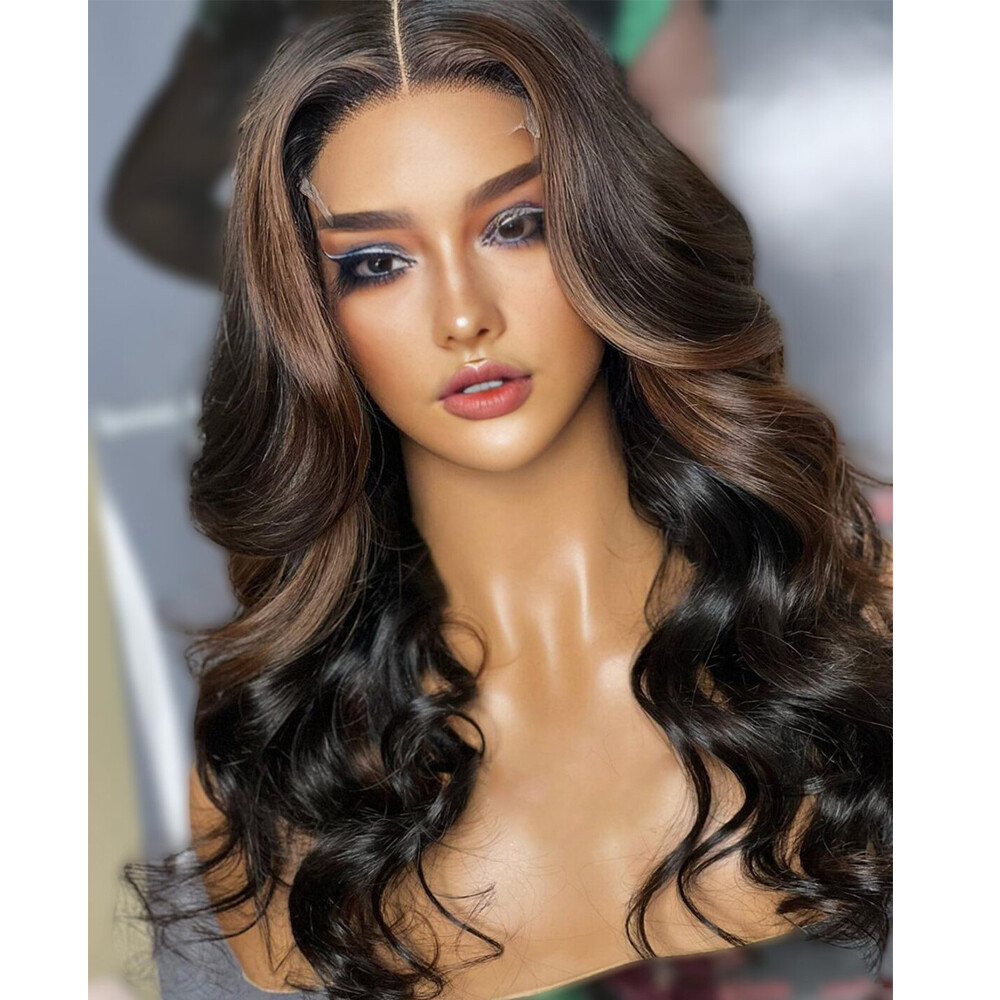 Brown Highlight 13X6 Lace Front Human Hair Wig For Women Brazilian Remy Glueless