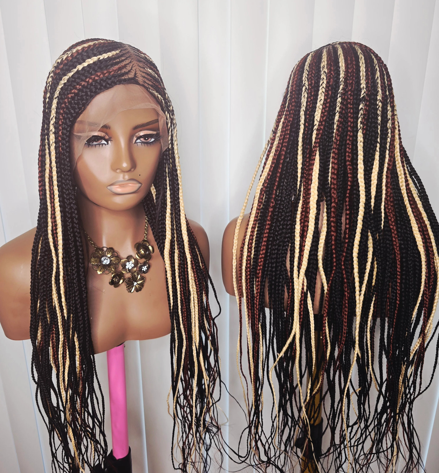 Multi colour C-Cut Synthetic Braided Wig for Classic Ladies Easy Styling wig