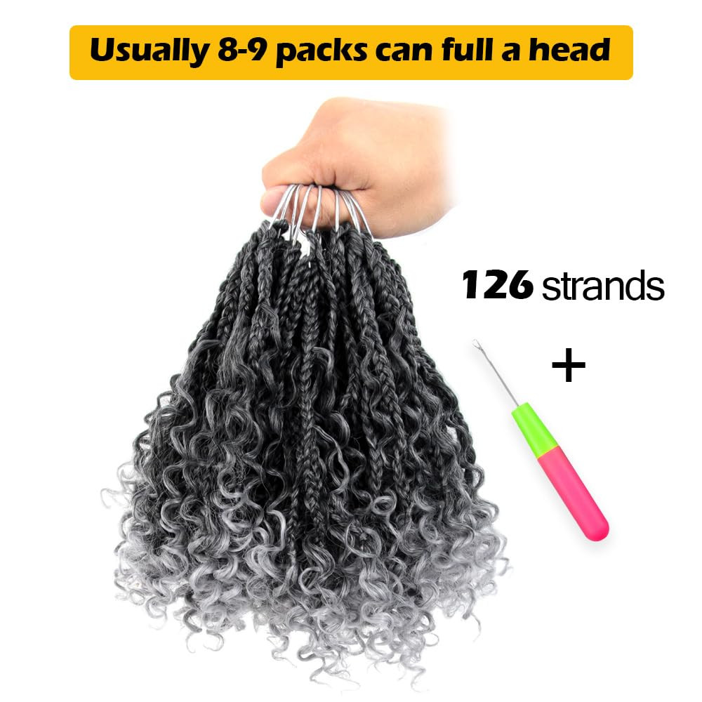 9 Packs Goddess Box Braids Crochet Hair 8 Inch Boho Box Braids with Curly Ends S