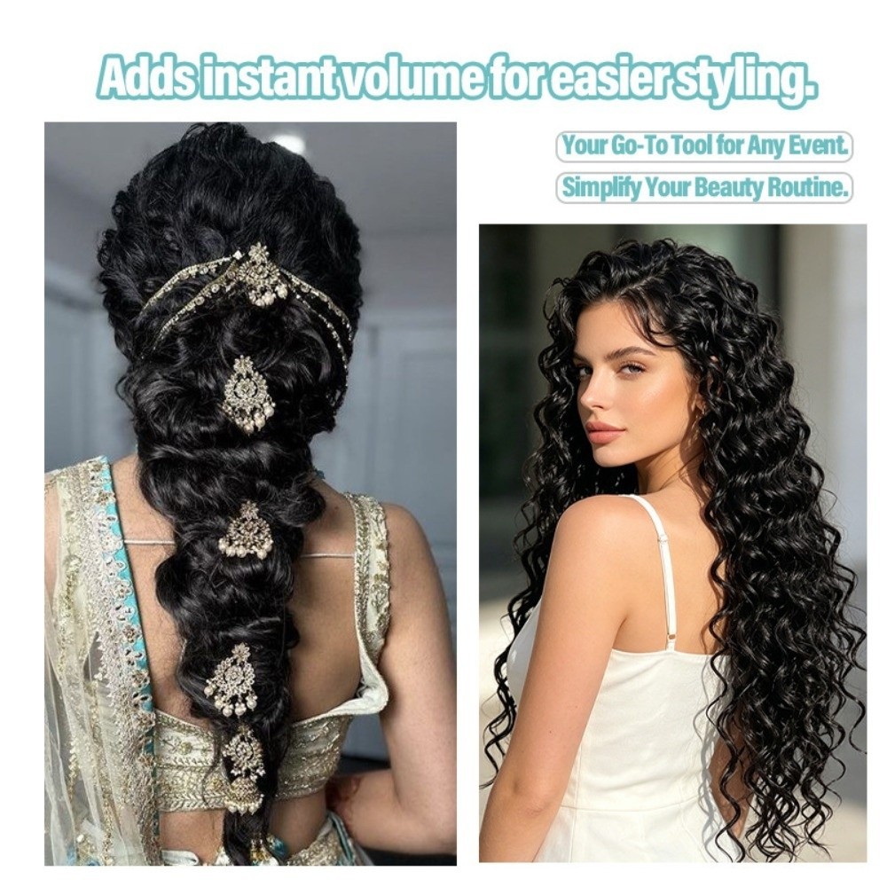 Black Synthetic Hair Extensions Natural Long Curly Thick Hair Easy to Wear