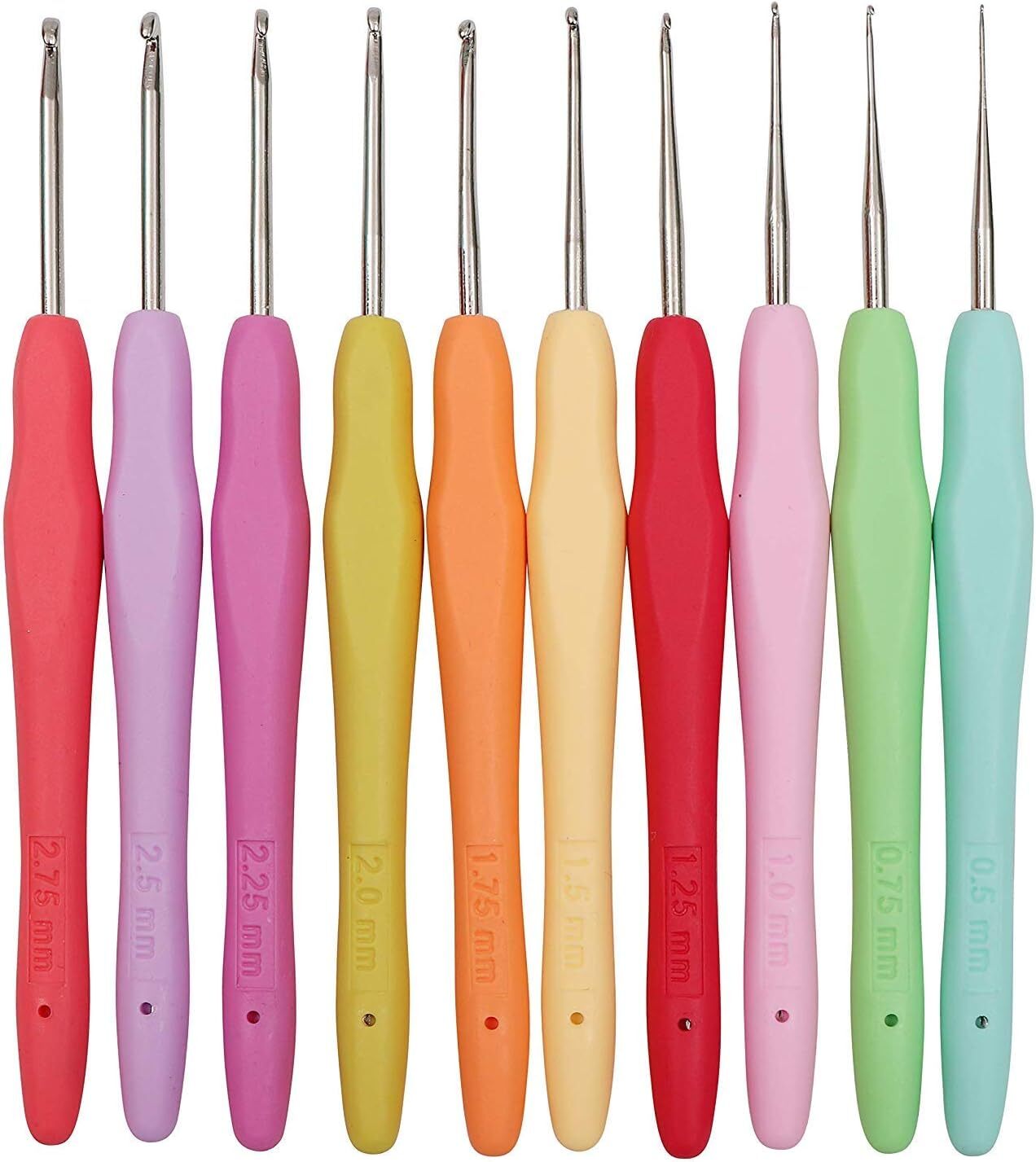 10pcs Small Size Lace Crochet Hooks 0.5~2.75mm, Multicoloured 0.5~2.75mm
