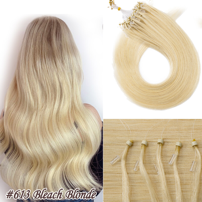 Micro Loop Remy Human Hair Extensions Microlink Bead Tip Balayage Full Head 150G
