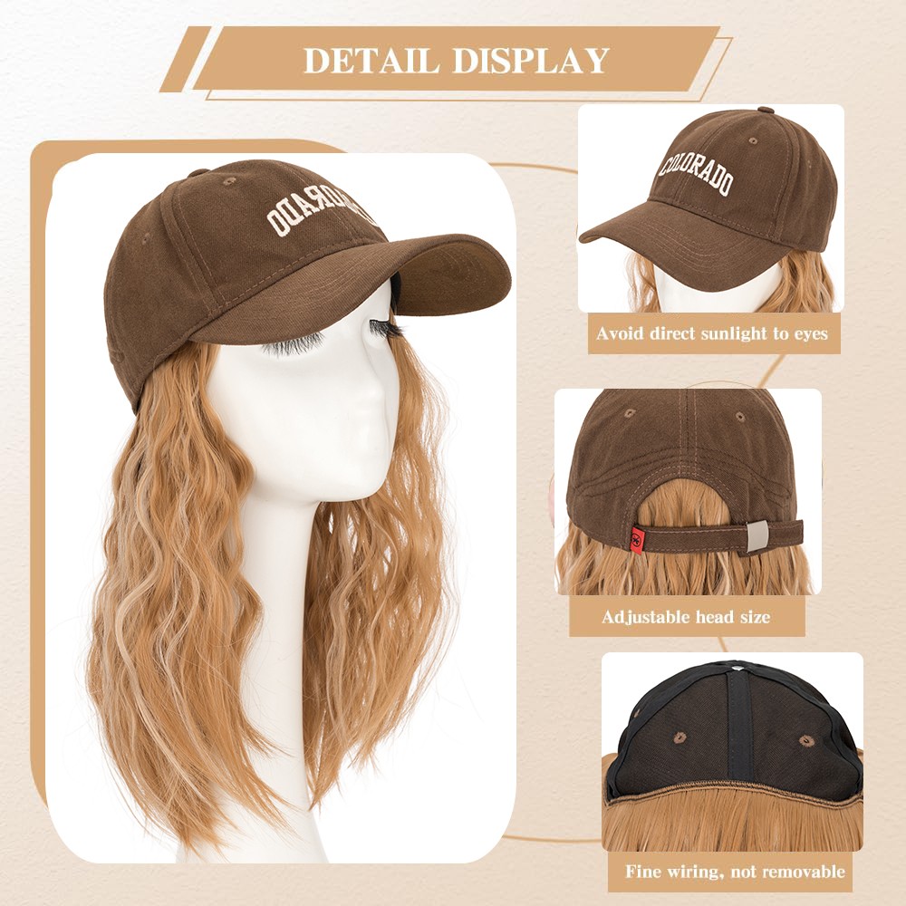 Denim Baseball Cap Hat Wig Hairpiece with Short Curly Casual Daily Wear Dating