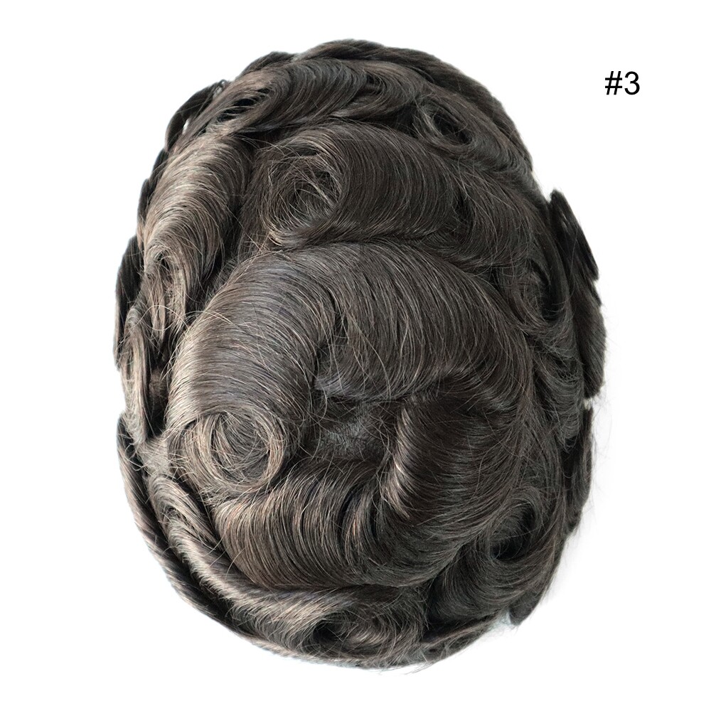 男式发饰人体头发替换系统精细单色 Toupee 经济运输-