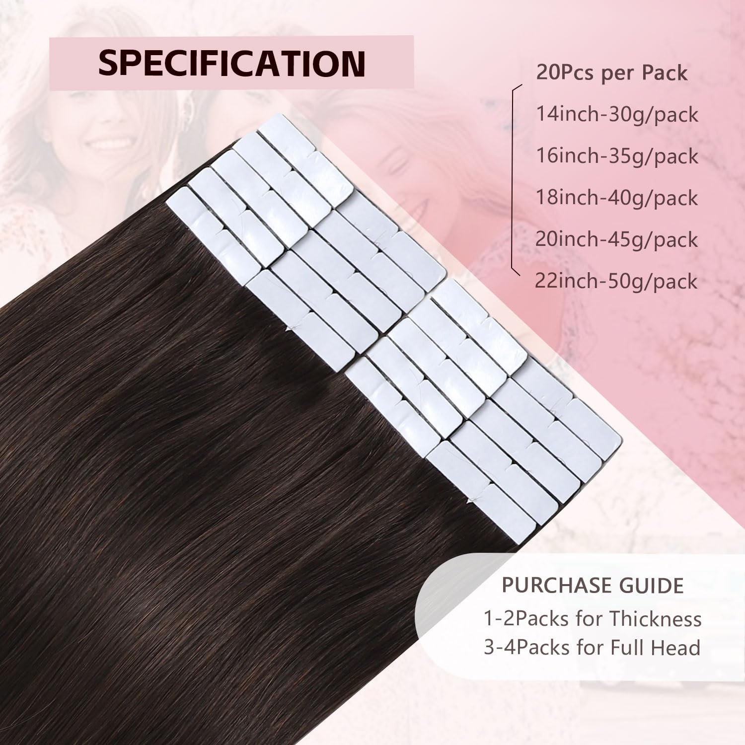 Sweetmet Injection Tape in Hair Extensions Human Hair 3rd-Generation Pro3.0#2 Da