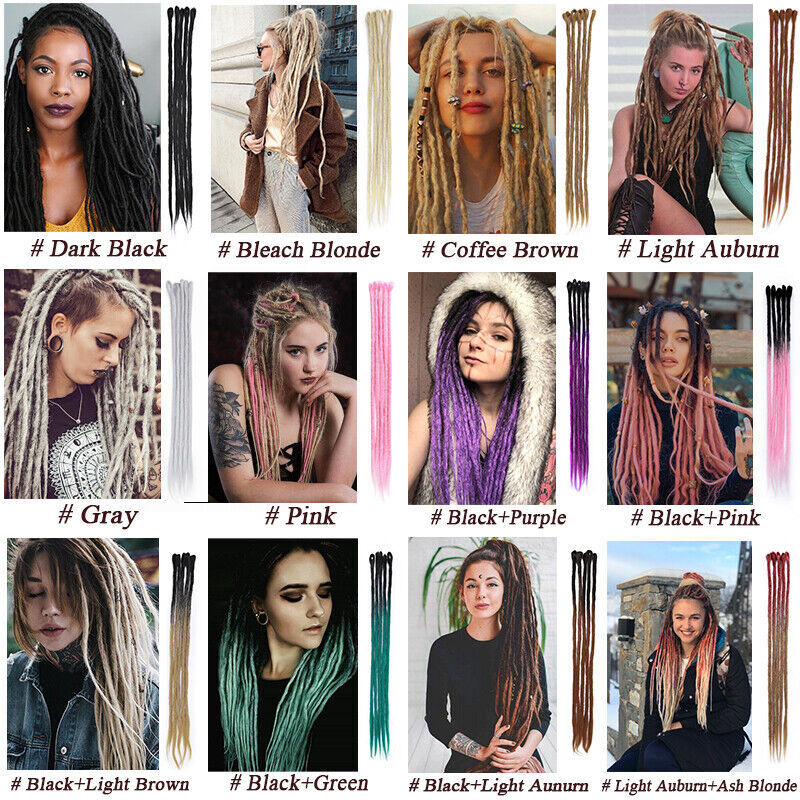 20in Ombre Dreadlocks Extensions Crochet Braiding Hair Dreads Locs Synthetic New