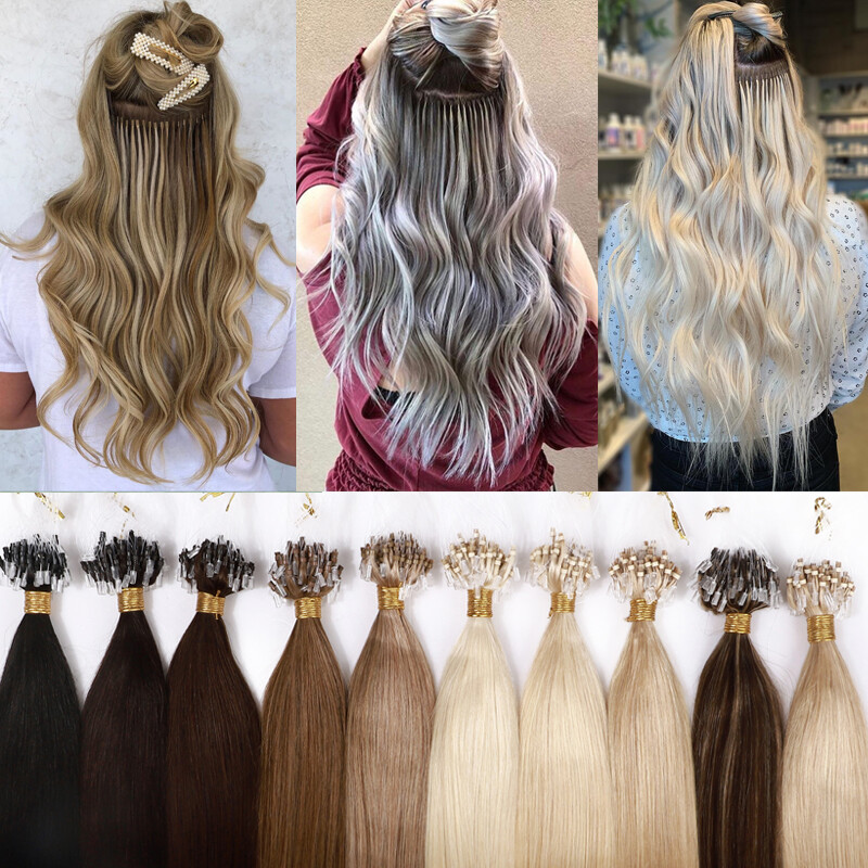 150g Real Thick Micro Ring Human Hair Extensions Loop Microlink Beads Tip 0.5/1g