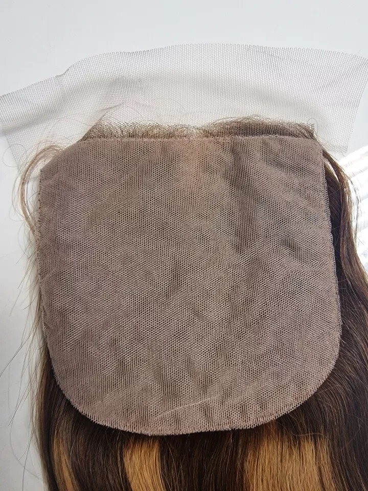 16INCH BRAZILIAN VIRGIN HAIR STRAIGHT 5X5 WIDER SILK BASE CLOSURE 4/27# BALAYAGE