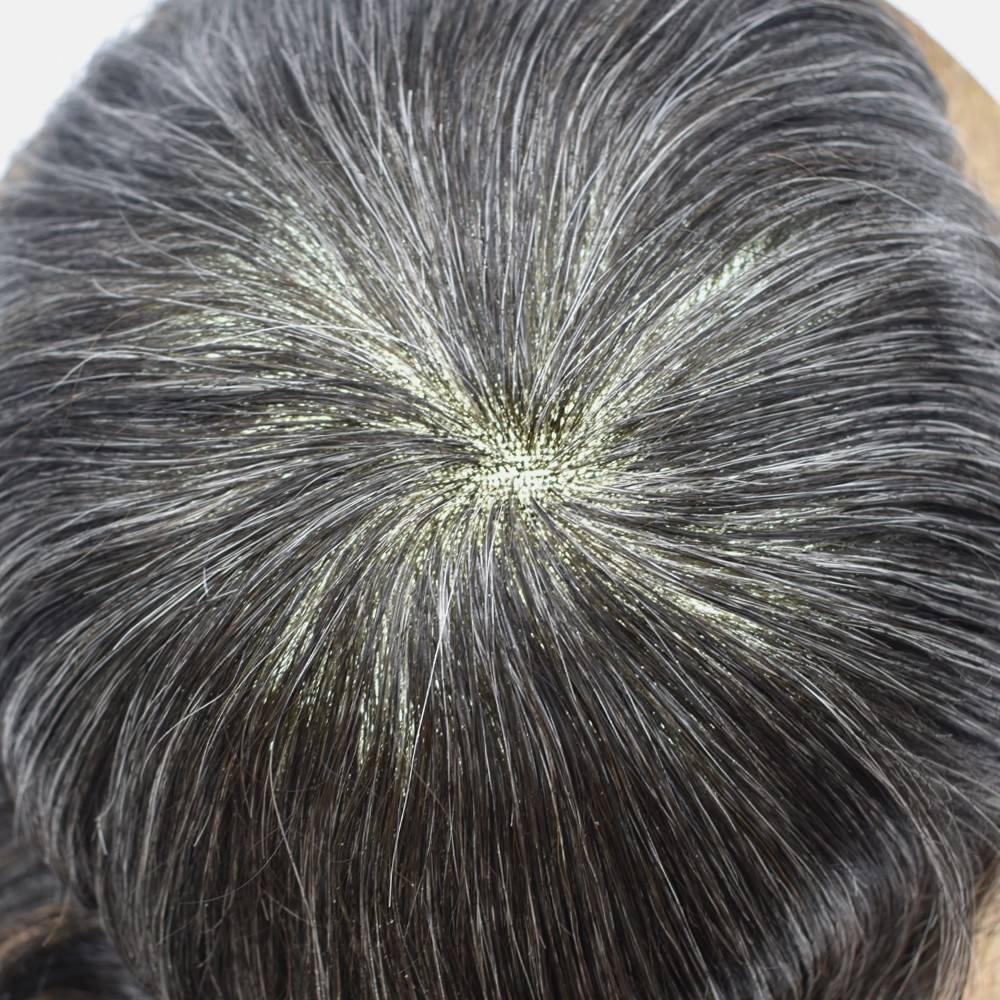 Mens Toupee Hairpiece French Lace Front Hair System Replacement PU Skin Mens Wig
