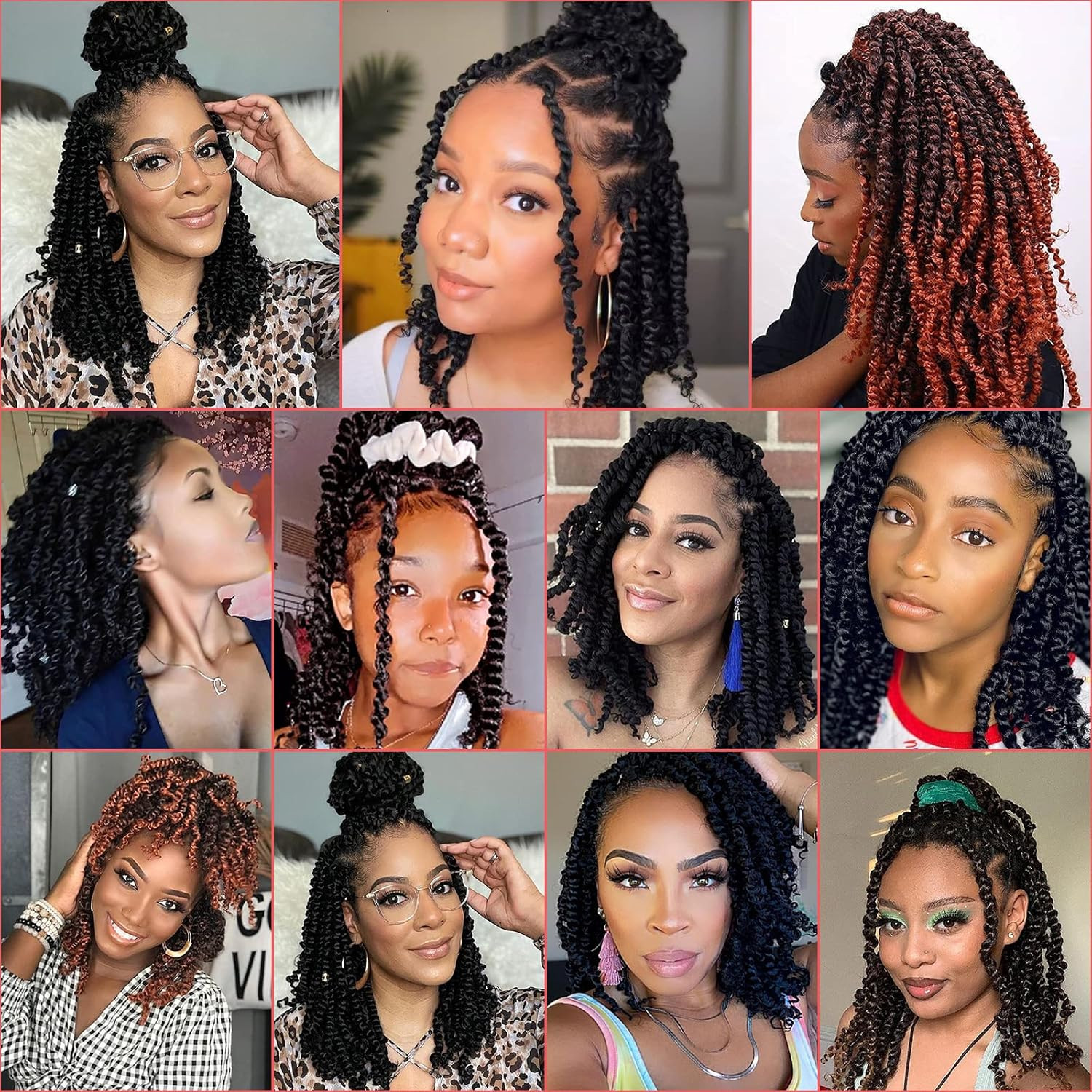 10 Inch 8 Packs Pret Wisted Passion Twist Crochet Hair Natural Black Pre-Looped