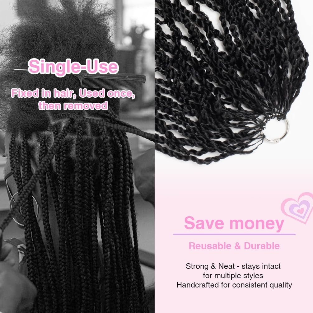 QVR 100% Human Hair Mini Twist Crochet Hair Bulk 22 inches 55 Gram Black