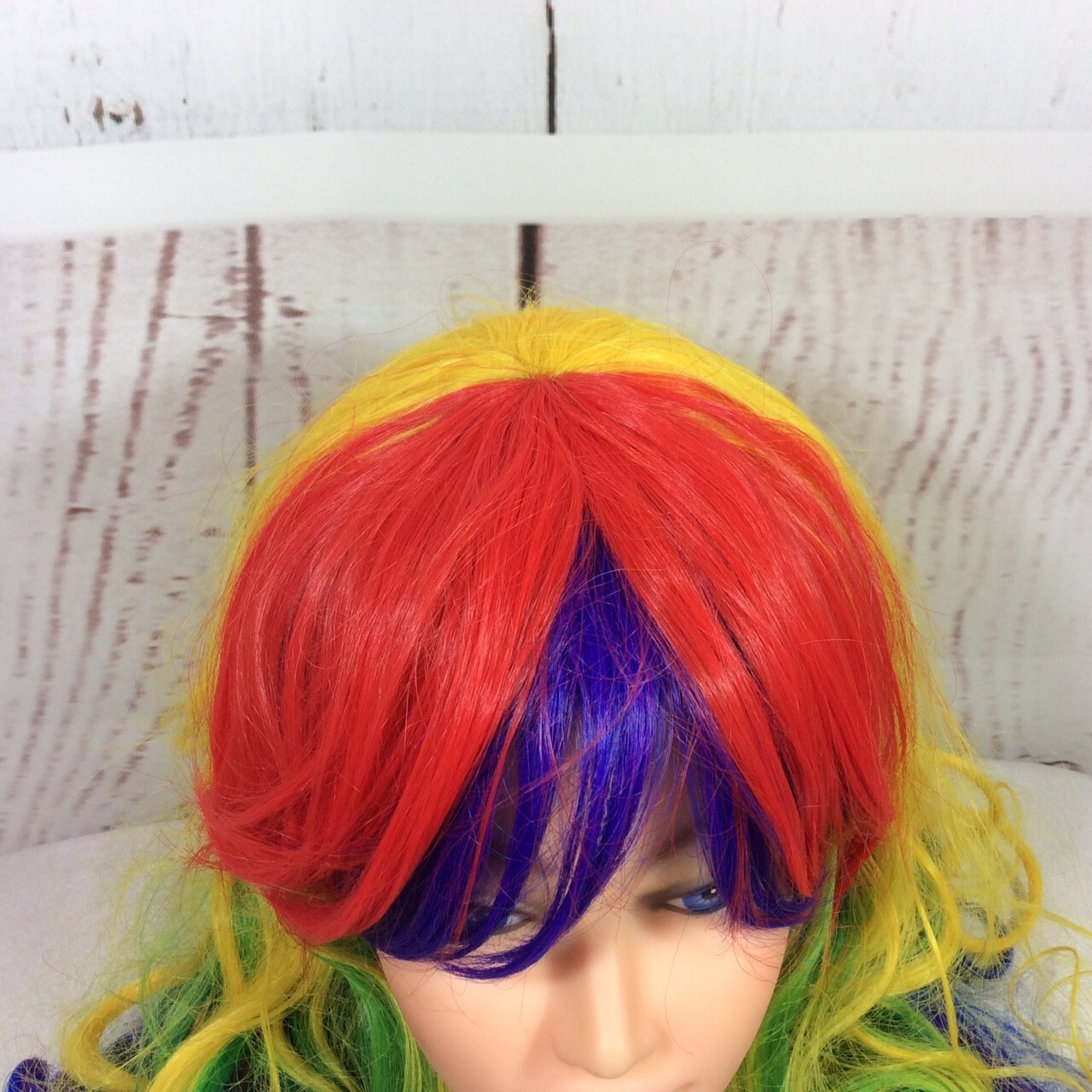 Rainbow Colorful Hair Wig 80s Rave Party Halloween Costume Cosplay Club Pride