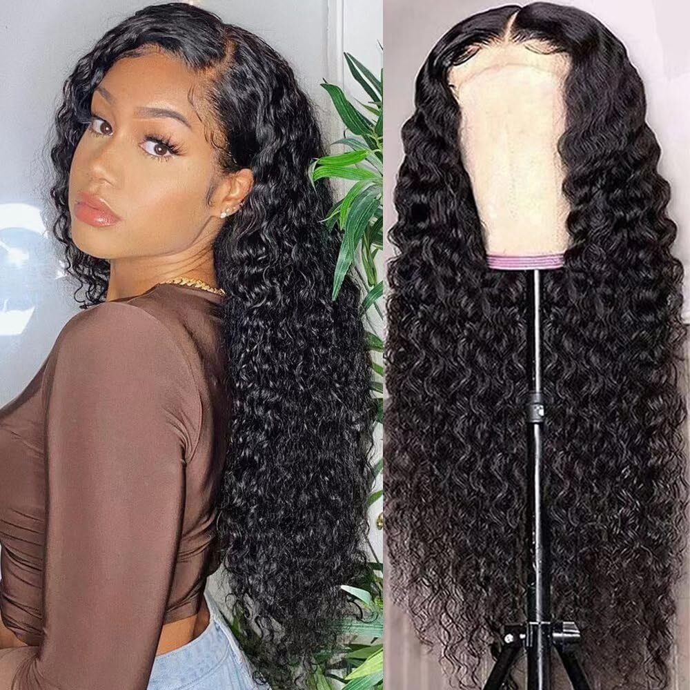 Water Wave Synthetic Lace Front Wigs Heat Resistant Black Color Lace Hair Wigs