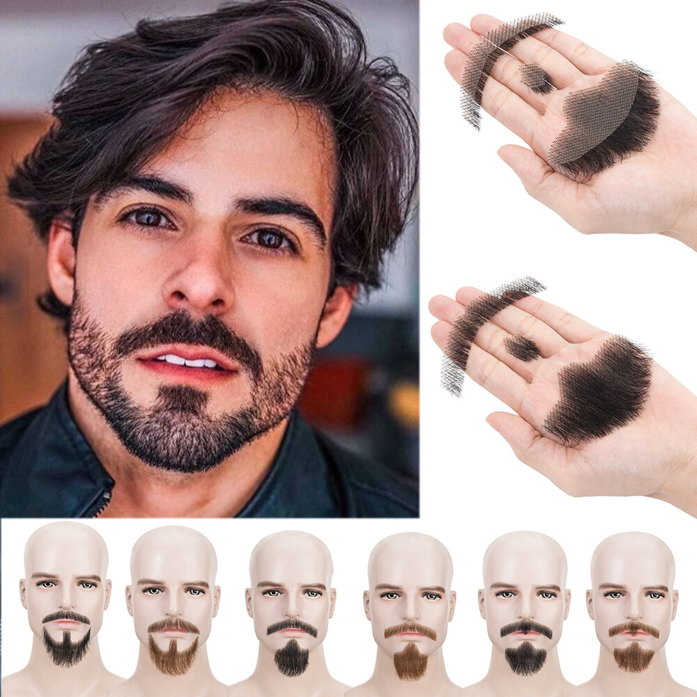 Fake Beard Hand Made Mustache 100% Human Hair Face Beard and Mustache for Adults