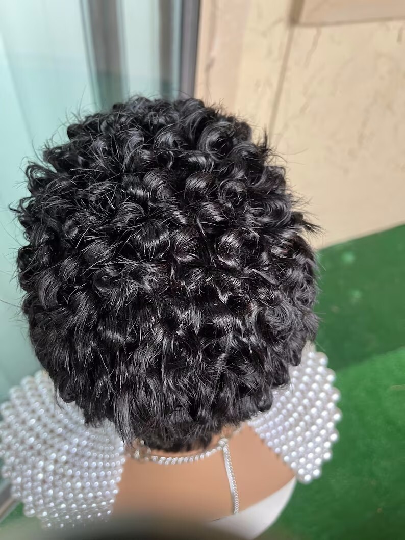 Short Black Wave Hair Lace Front Wig Pixie Cut Wig Glueless Soft Hair New