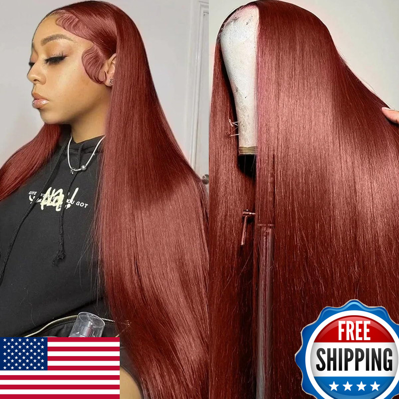 Ulovmly 5X5 Hd Lace Closure Wigs Human Hair Reddish Brown 5X5 Closure Wig 180