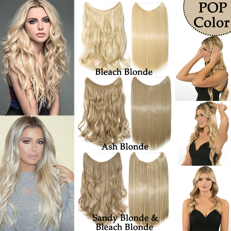 US Hidden Wire in Natural Hair Extensions Softs Band As Human Curly Straight Mix