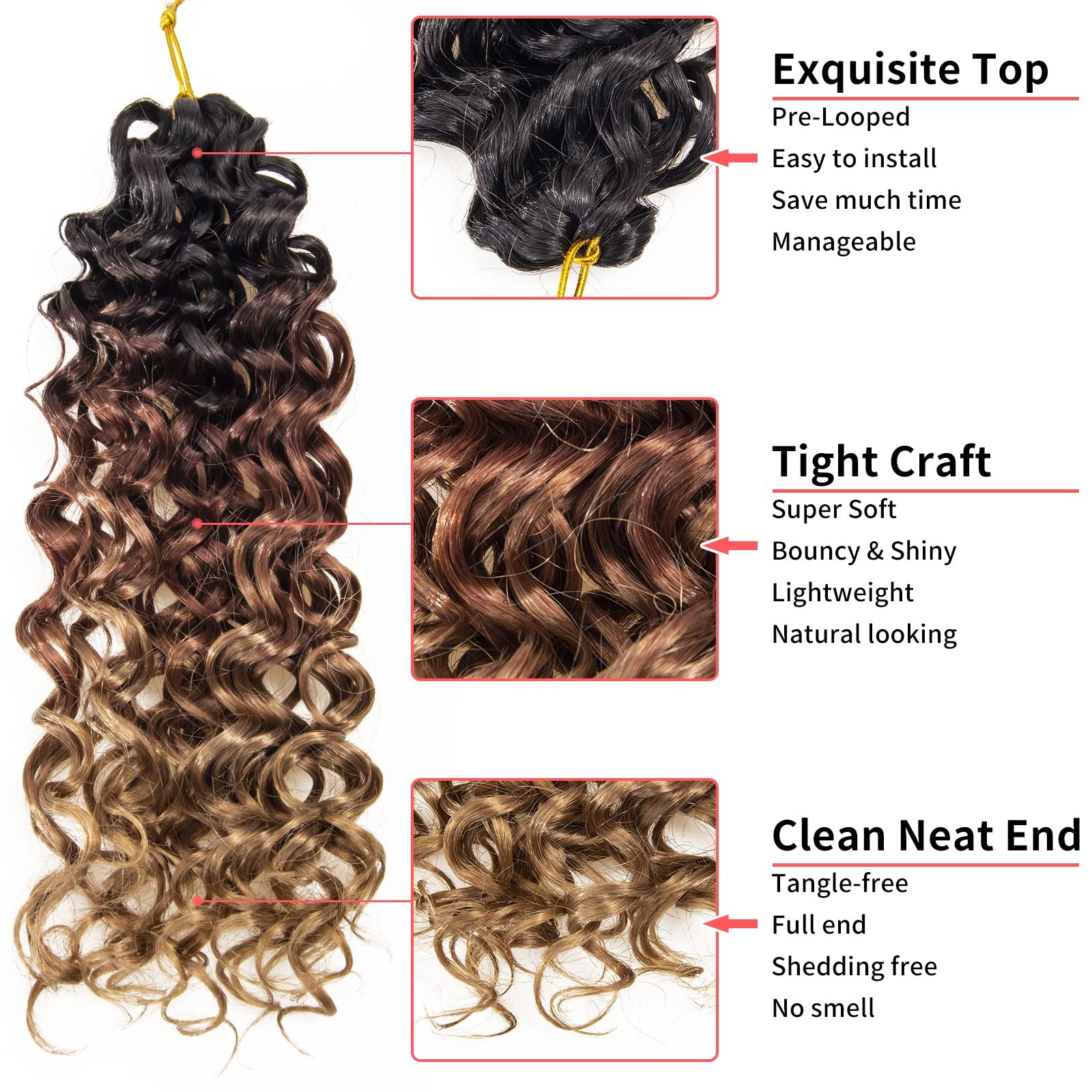 GoGo Curl Crochet Hair for Women Water Wave Curly Crochet Hair Wavy Human Hai…