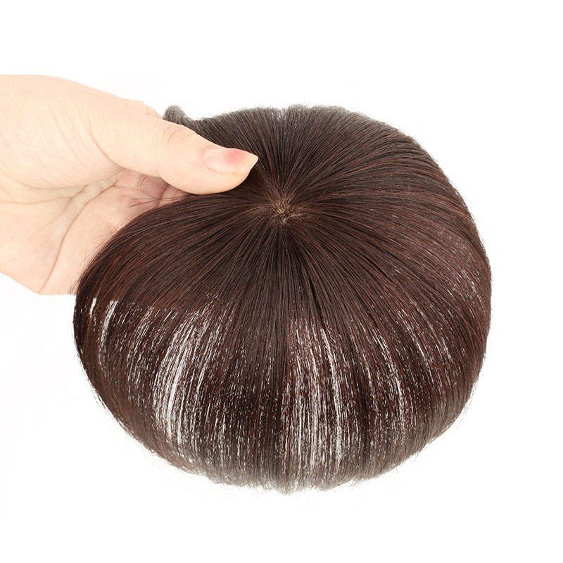 Silk Base Straight Clip In Human Hair Toppers For Loss Thin Hair Replacement