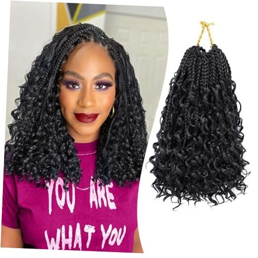 Goddess Box Braids Crochet Hair 10 Inch 8 Packs Pre 10 Inch(pack of 8) 1B