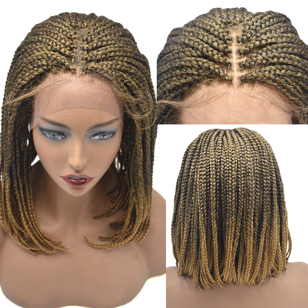 Lace Front Box Braided Cornrow Wig with Baby Hair for Black Women 16″ Braids Wig