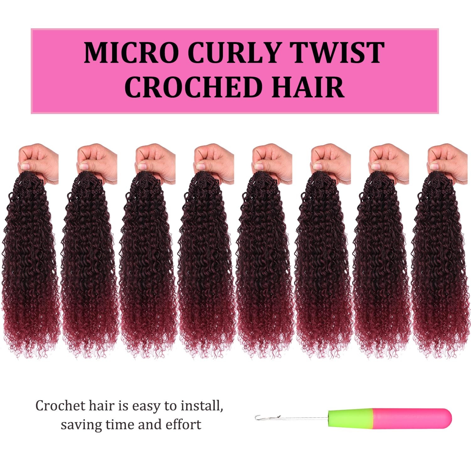Leeven Pre Looped Micro Curly Hair For Women – 12 Inch 8 Packs Crochet Hair For