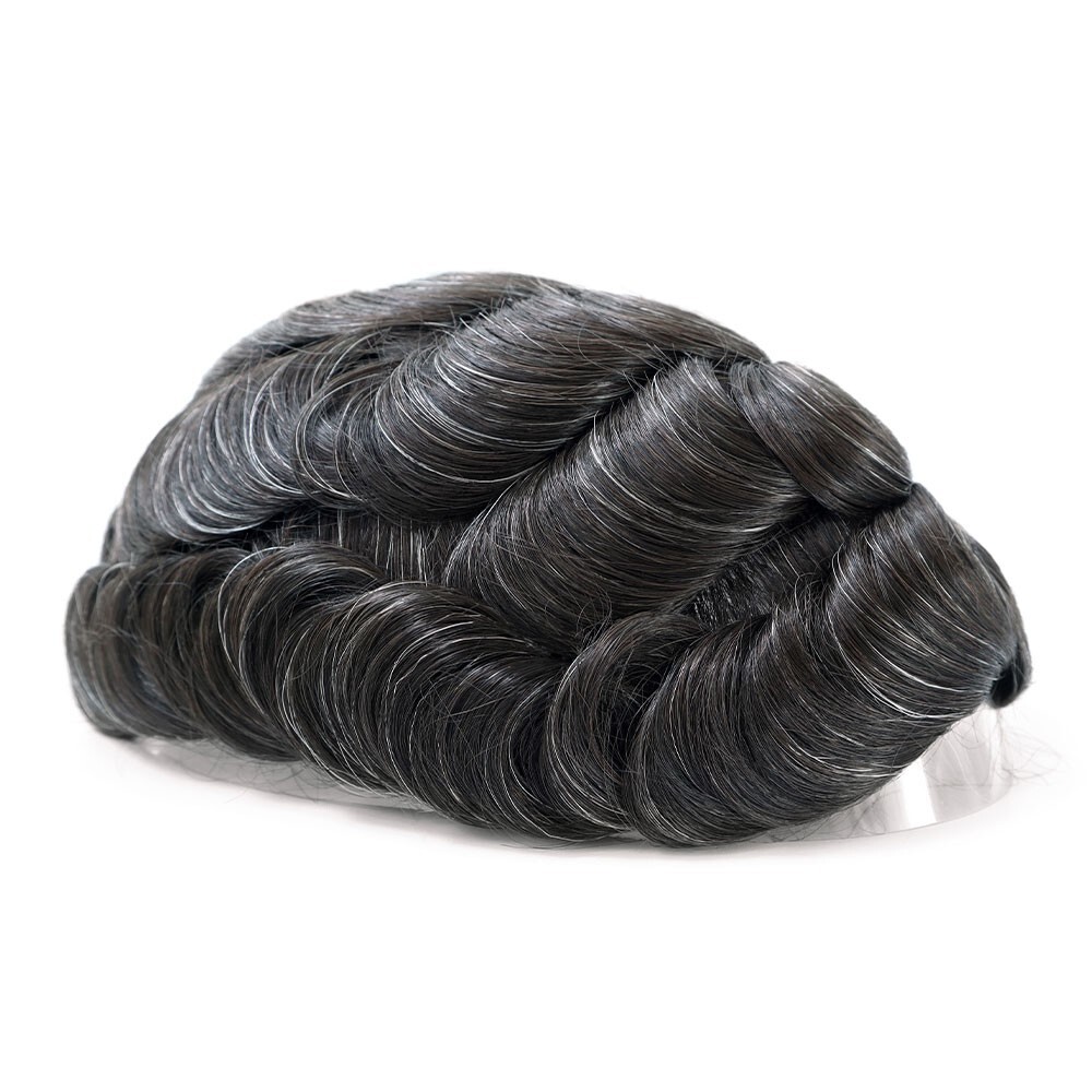 Mens Hair Replacement System Injection Poly Skin Toupee Human Hair Pieces #210