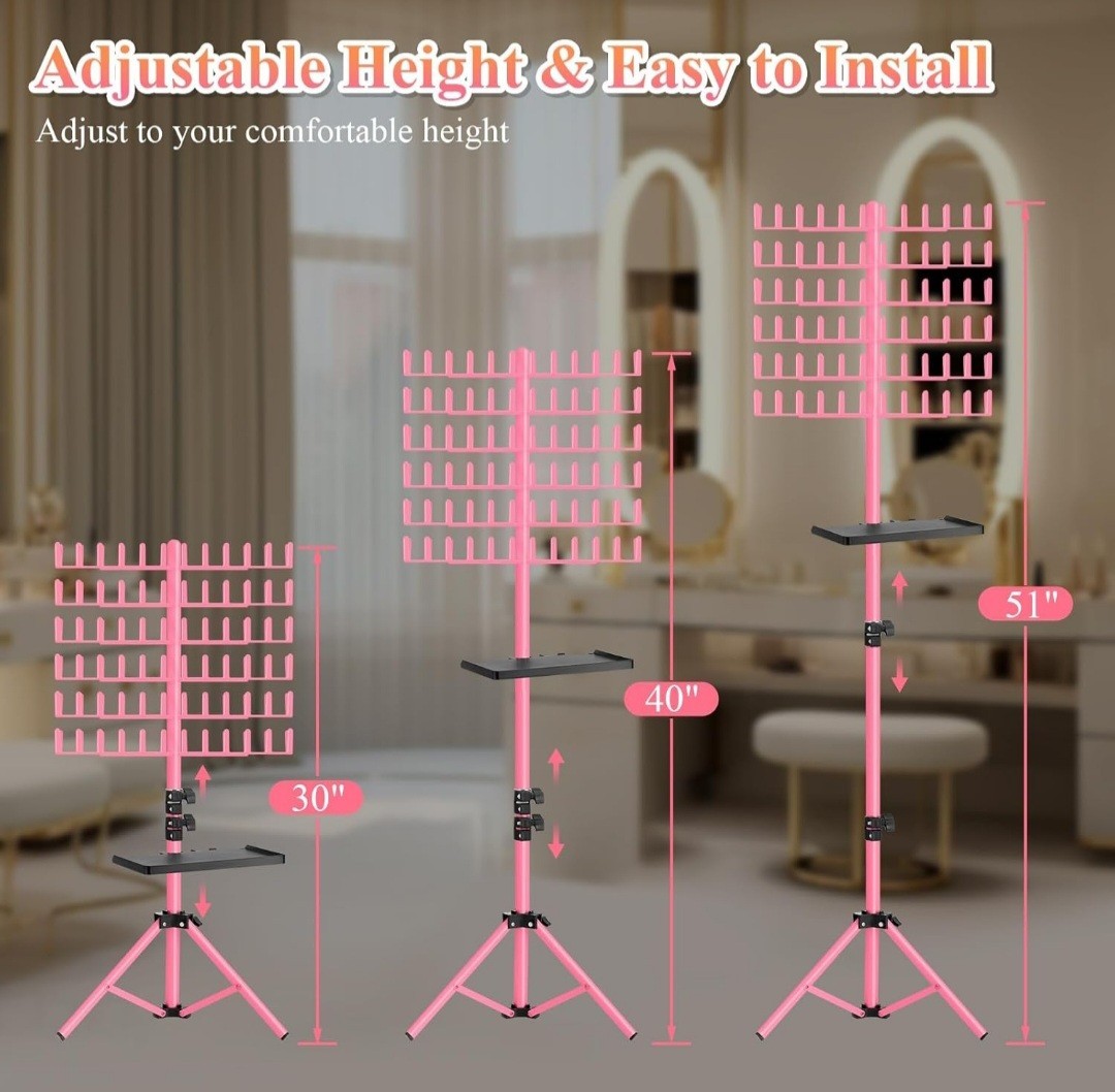 Braiding Hair Rack with Tray, 144 Pegs Height Adjustable Braiding Rack 2 Side