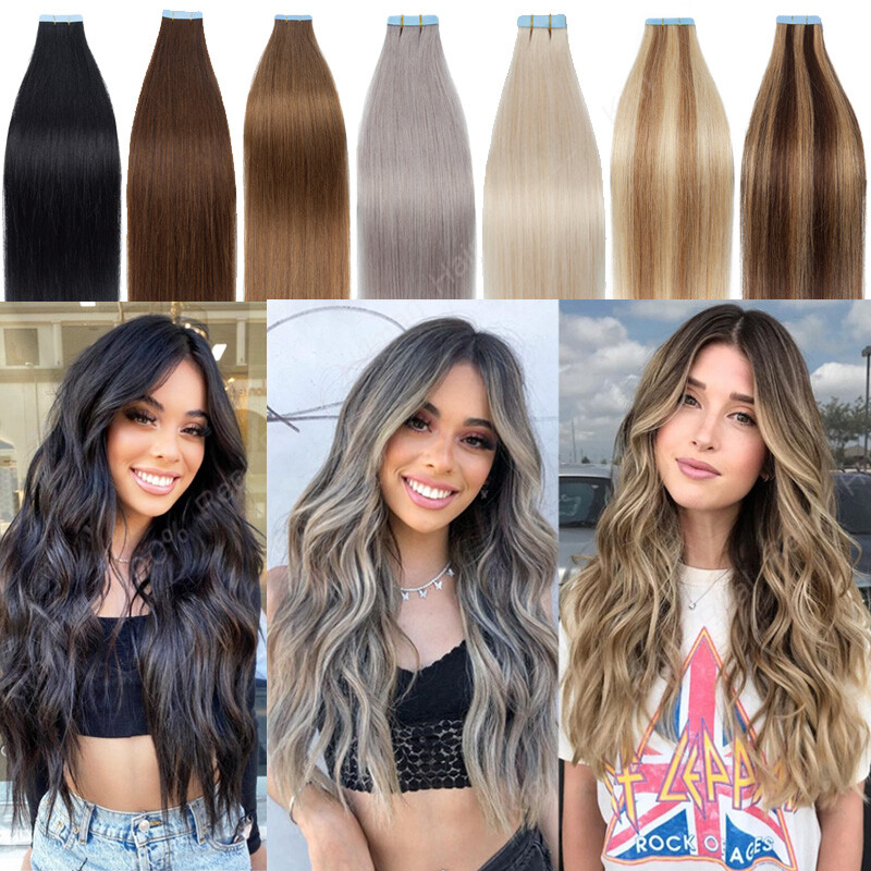 Seamless Tape in 100% Remy Human Hair Extensions 60PCS Full Head 150G Skin Weft