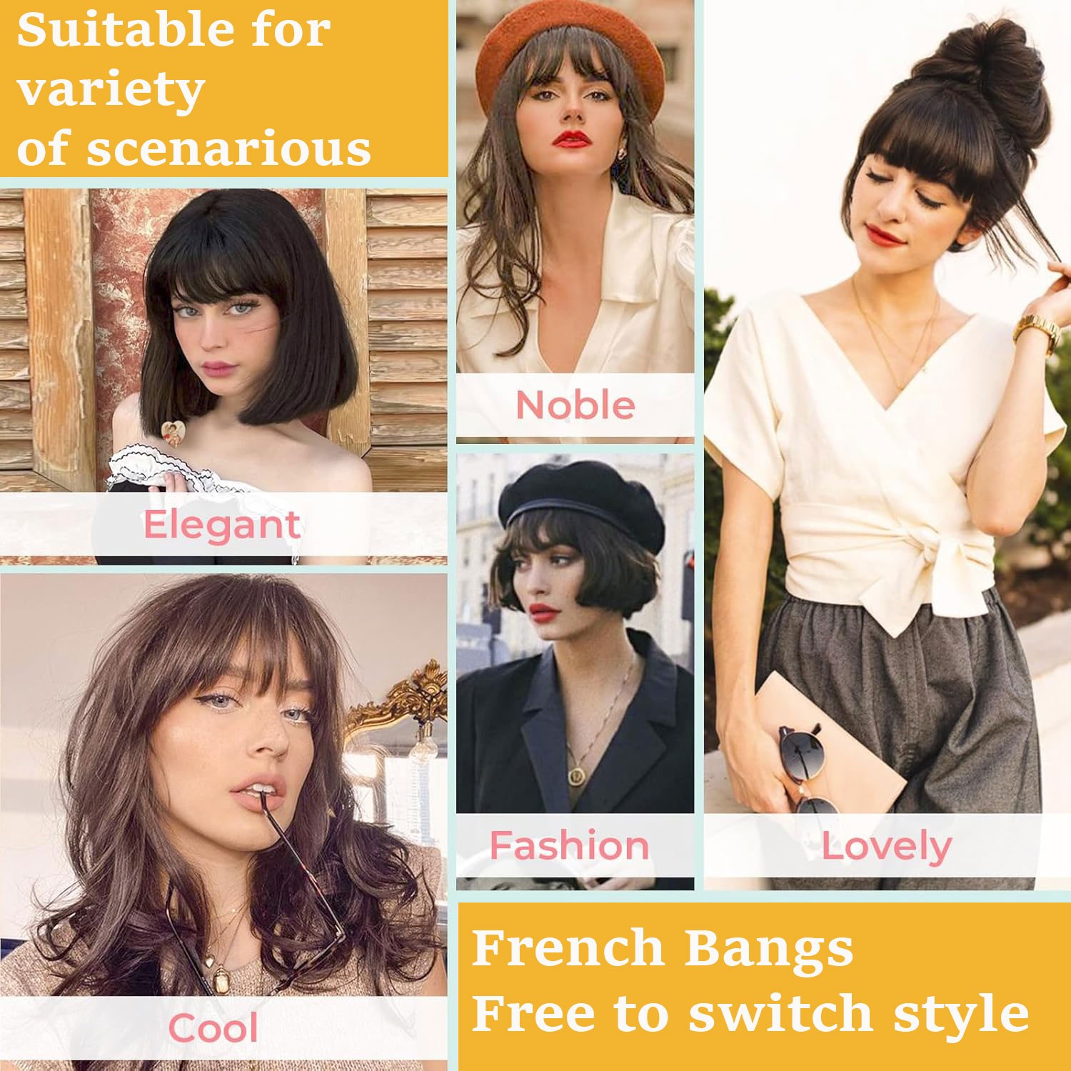 Neat Bangs Clip in Hair Extensions Thick Bangs Fringe As Human Front Hairpiece M