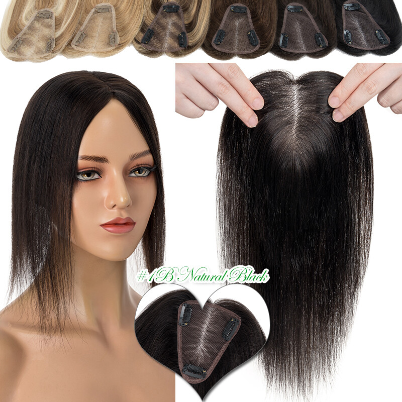 Hand-Tied Lace Hair Topper Clip in 100% Real Human Hair Toupee Hairpiece 8x10CM