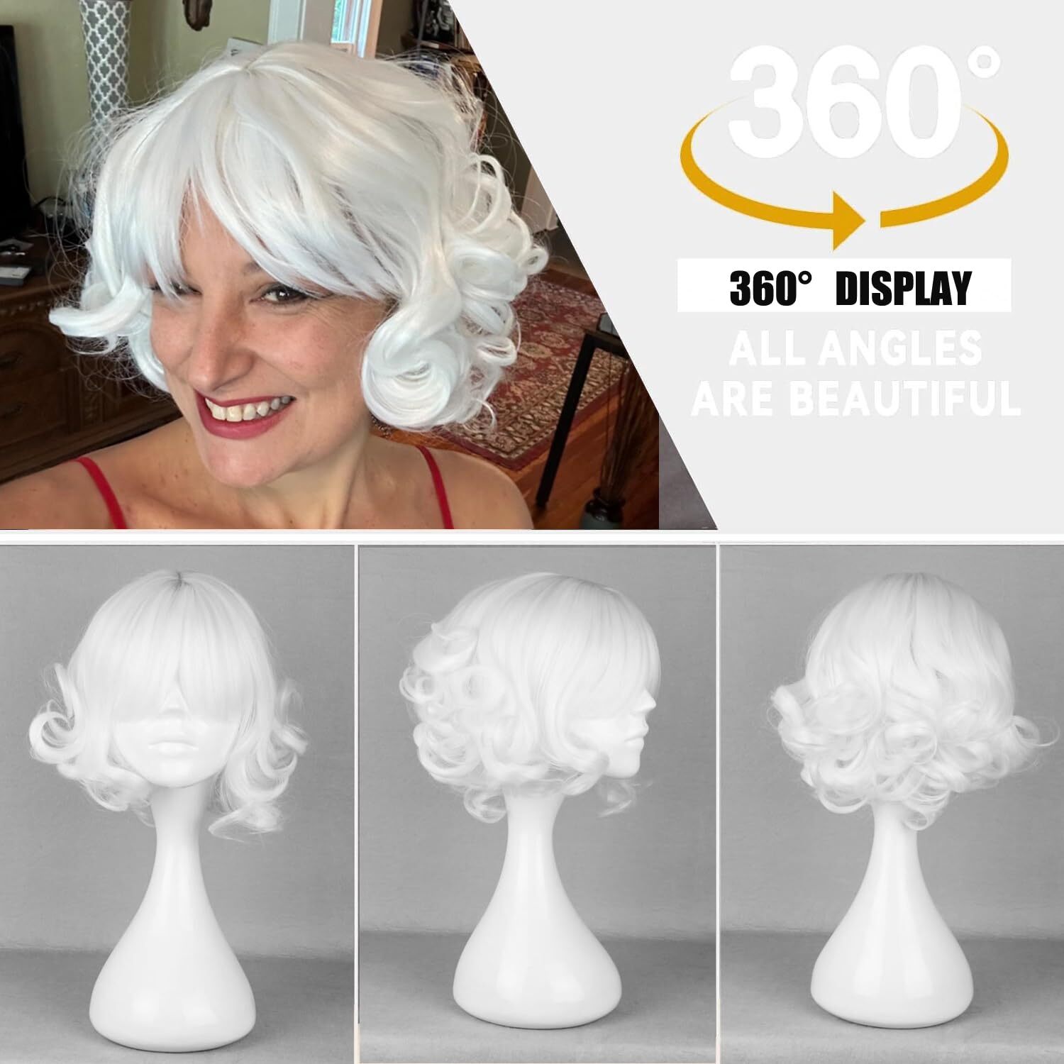 Cosplay Wig Halloween Wavy Japanese Harajuku Theme Party Hair White