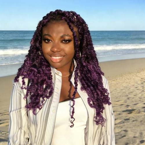 Pre-looped Passion Twist Crochet Hair 14 Inch 8 14 Inch (Pack of 8) TPurple