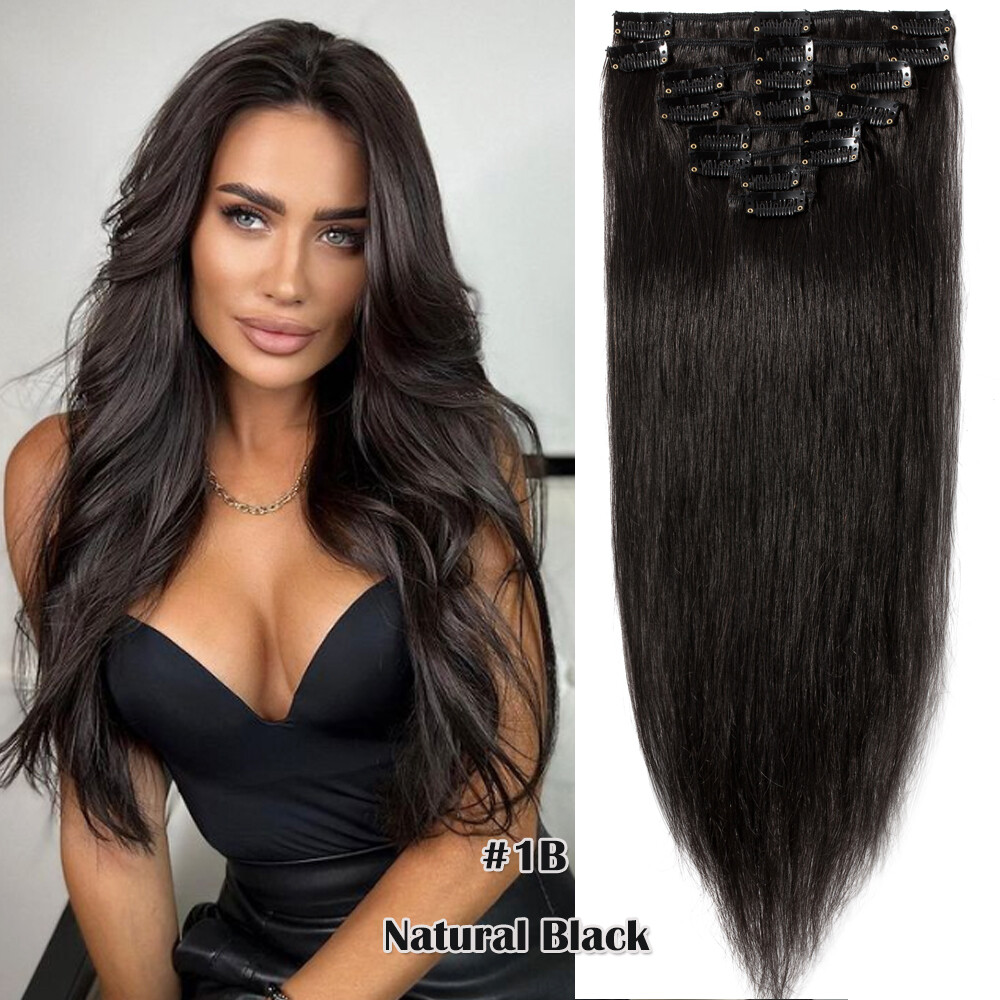 CLEARANCE 100% Human Hair Clip in Remy Hair Extensions Full Head/SMOOTH Blonde