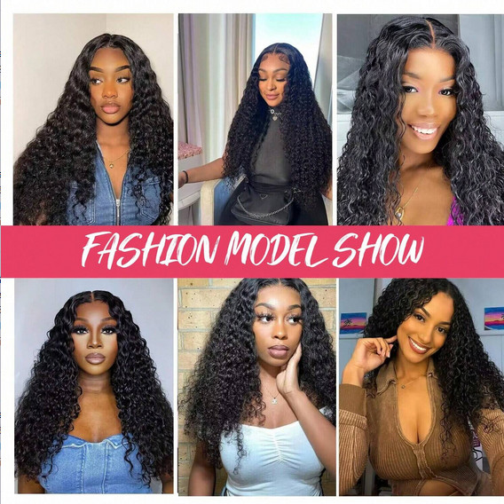 5×5 Natural Color 200% Density Deep Wave Transparent Lace Wigs