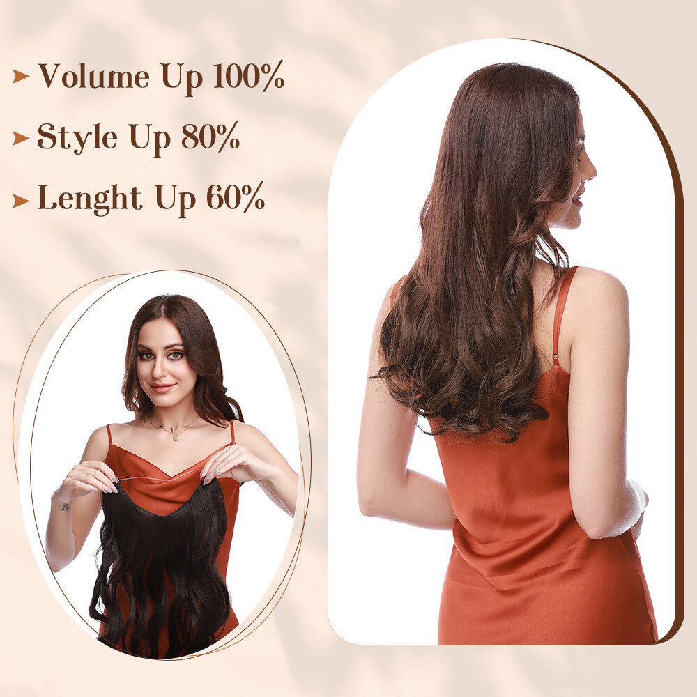 Thick Wire In Hair Extension Elastic Band Secret Miracle Ring 100% Real AS Human