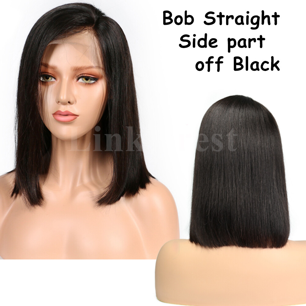 Short Bob Wavy Lace Front Wig Indian Virgin Human Hair Wigs Natural Hairline P9G