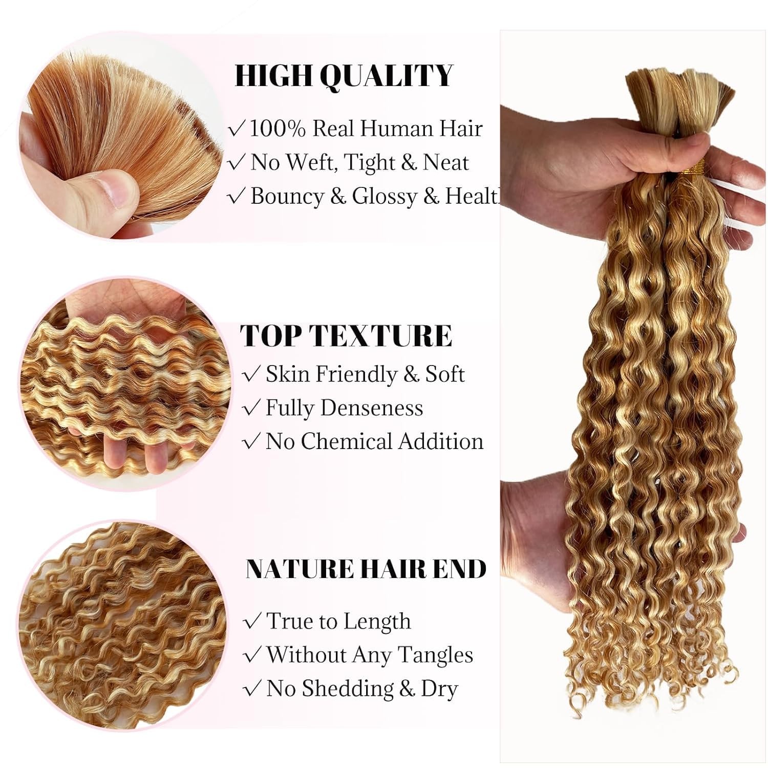 Diexrlamx 613 Human Braiding Hair For Boho Braids 20 20 Inch 2 Bundles/100G