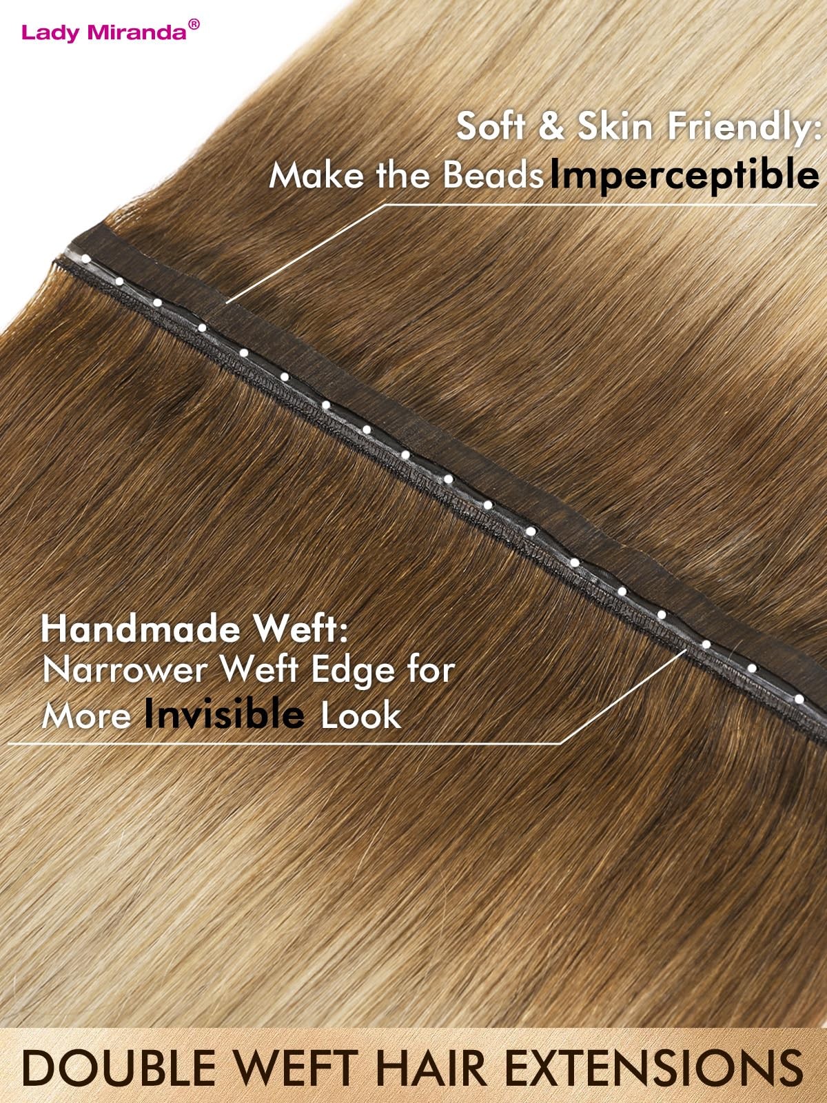 Lady Miranda Ovo Double Weft Hair Extensions Real Human Hair 20 Inch 100G 8Pcs
