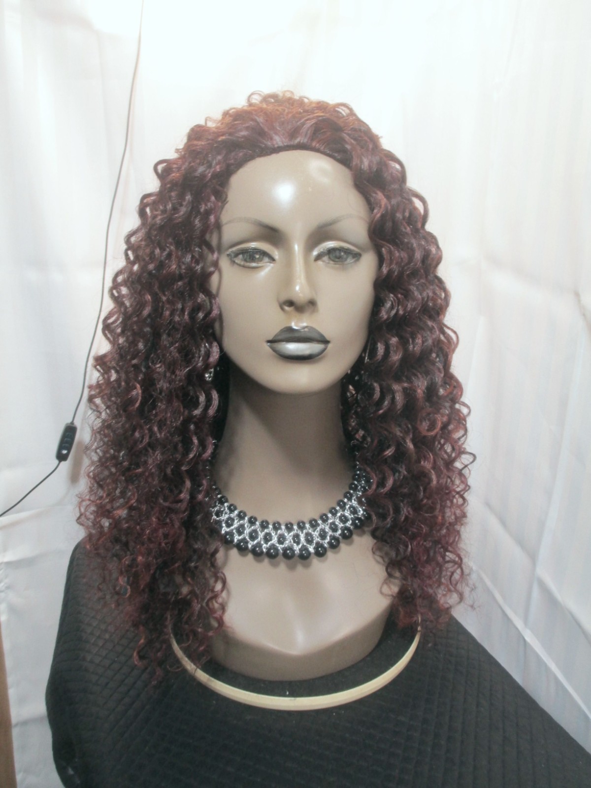 Outre converti-cap wig, long afro style black w/dark burg highlights NEW