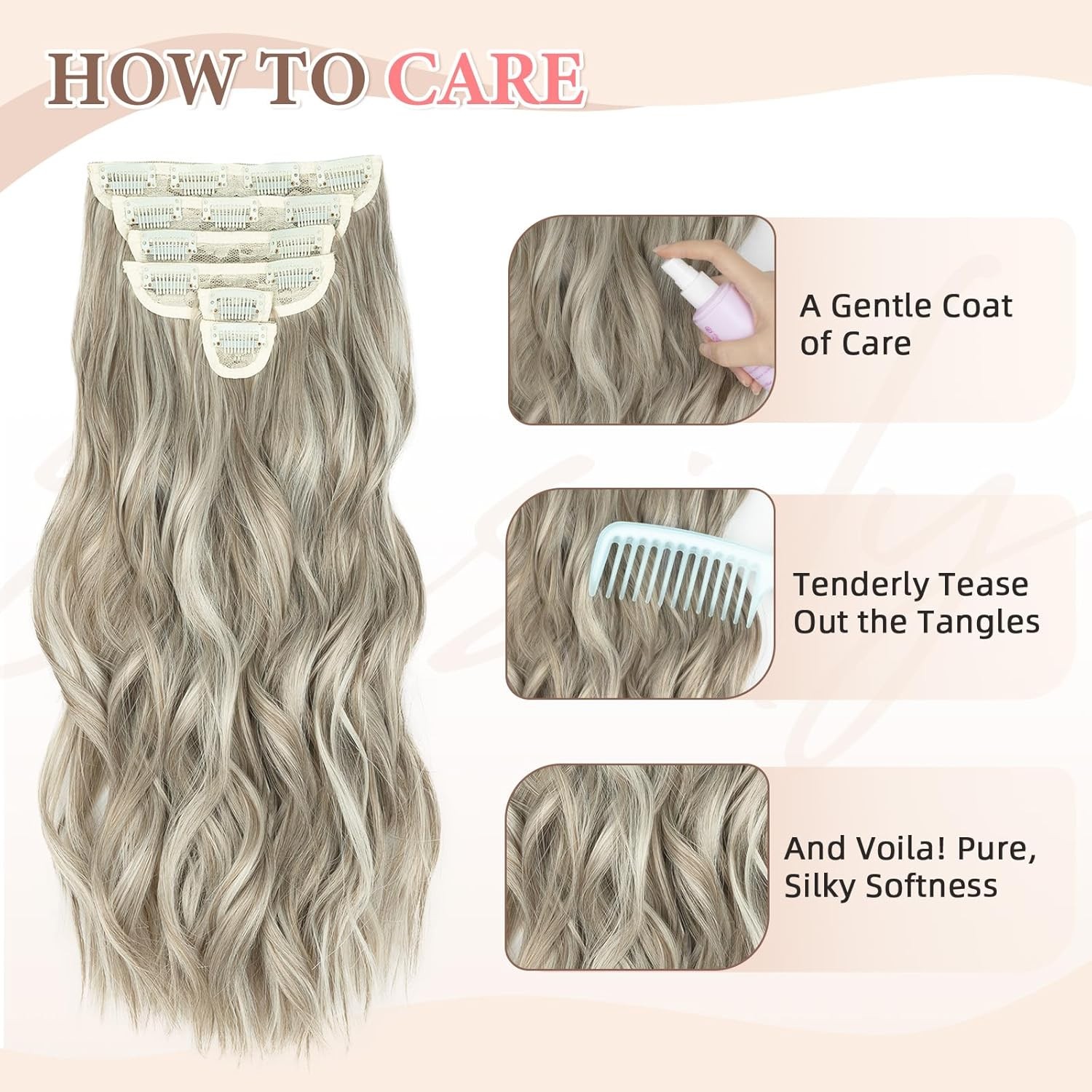 Hair Extensions Clip ins, Wavy Extensions, Thick Hair, Blends