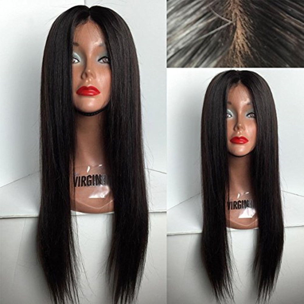 Jet Black Hair Wig Long Silky Straight Synthetic Lace Front Wig Japan Fiber Hair