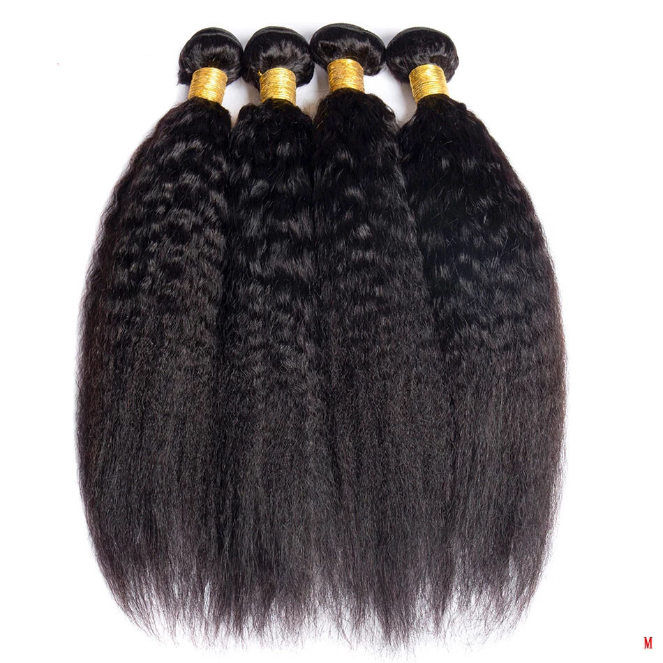 Kinky Straight Human Hair 3 Bundles Remy Human Hiar Extension 3Pcs Natural Black