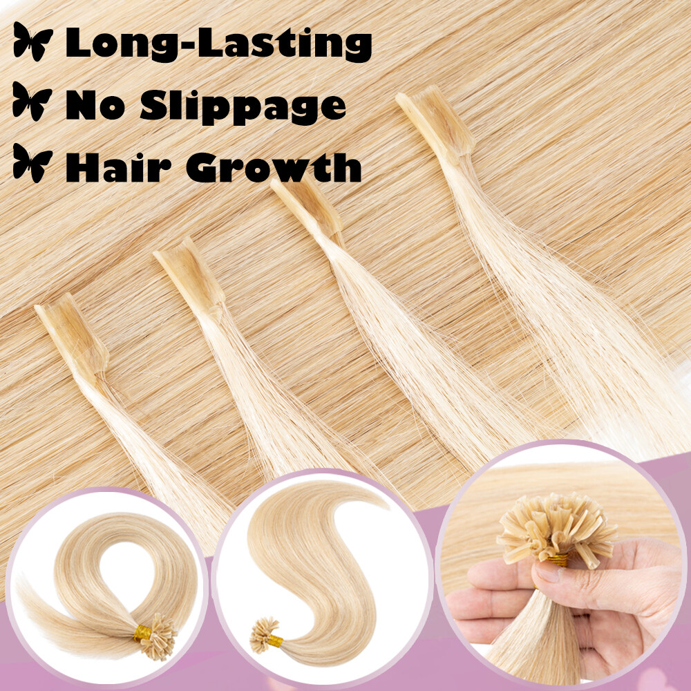 400 Strands Fusion Keratin Nail U Tip 100% Remy Human Hair Extensions Pre Bonded