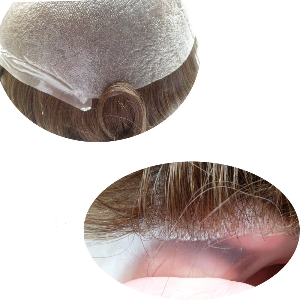 Anti-Allergy Men Super Thin Skin Hair Replacement System 0.04mm poly skin toupee