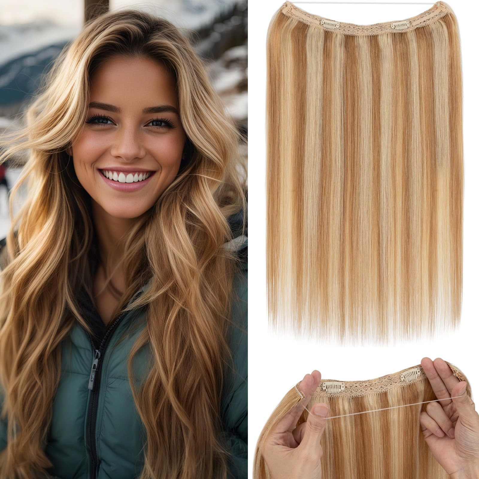 Rich Choices Halo Hair Extensions Real Human Hair Remy Hairs Halo Extension For