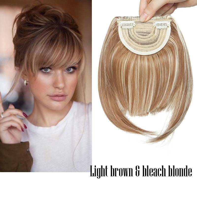 Neat Thin Bangs as Real Human Hair Extension Clip in on Fringe Fake Hairpiece US